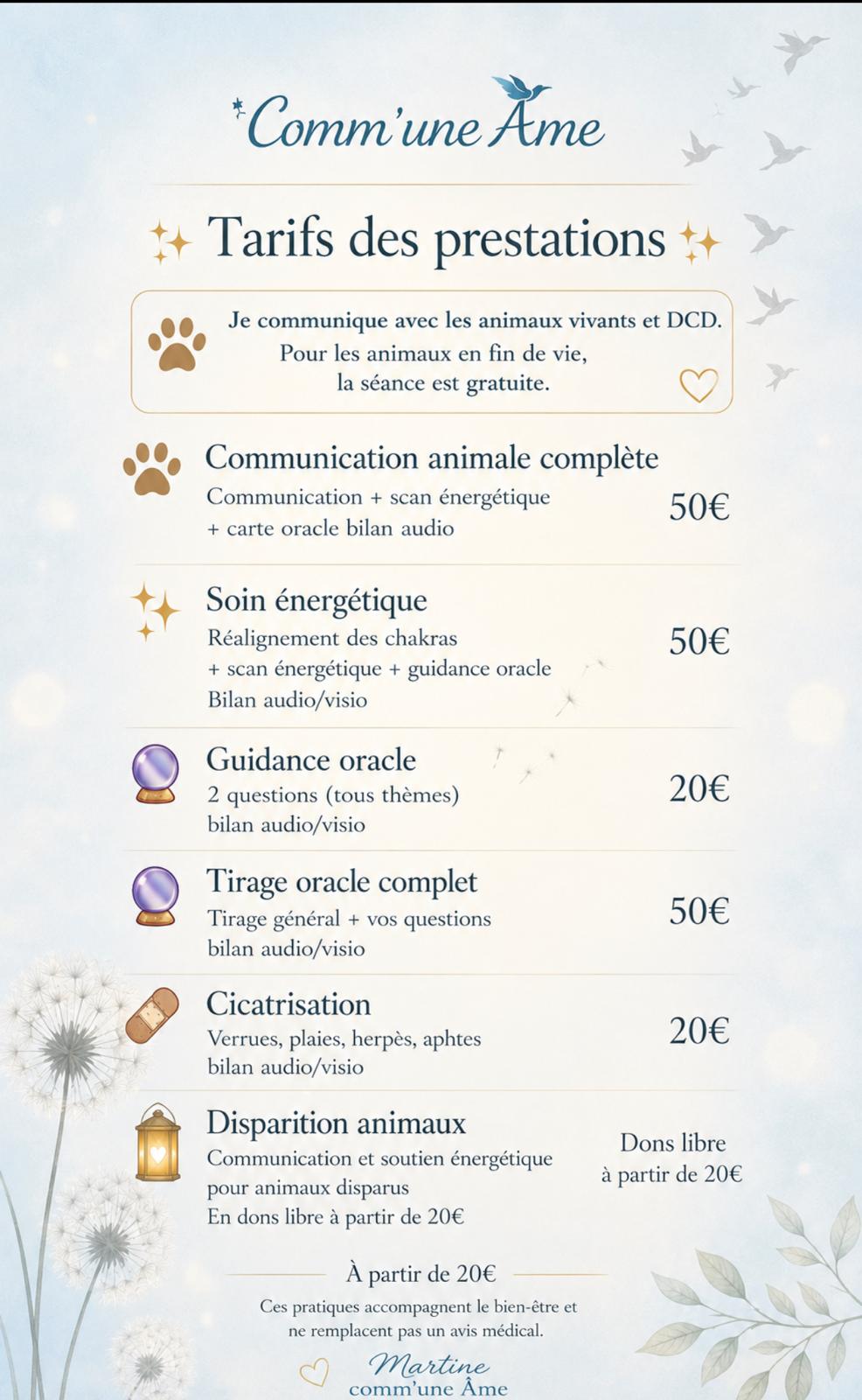 Grille tarifaire Aôut 2026